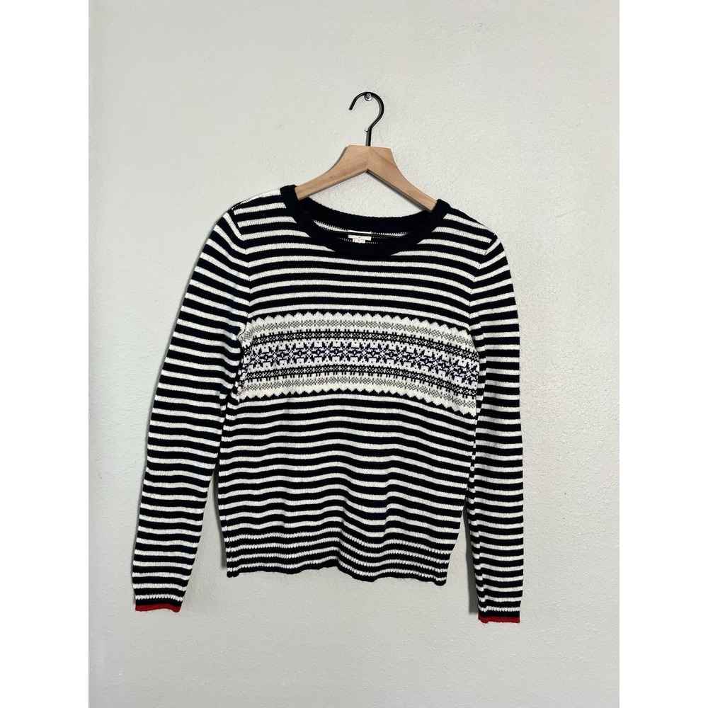 J.Crew Merino Wool Blend Ski Cabin Sweater Womens Pullover Knit Fair Isle Lux S